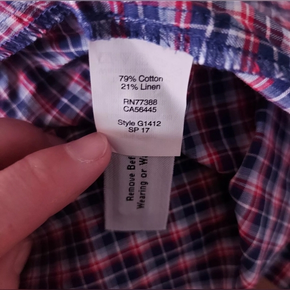 NWT Madewell 3/4 Length Tie-Sleeve Popover Top in Whitby Red White Blue Plaid XL - Picture 7 of 9